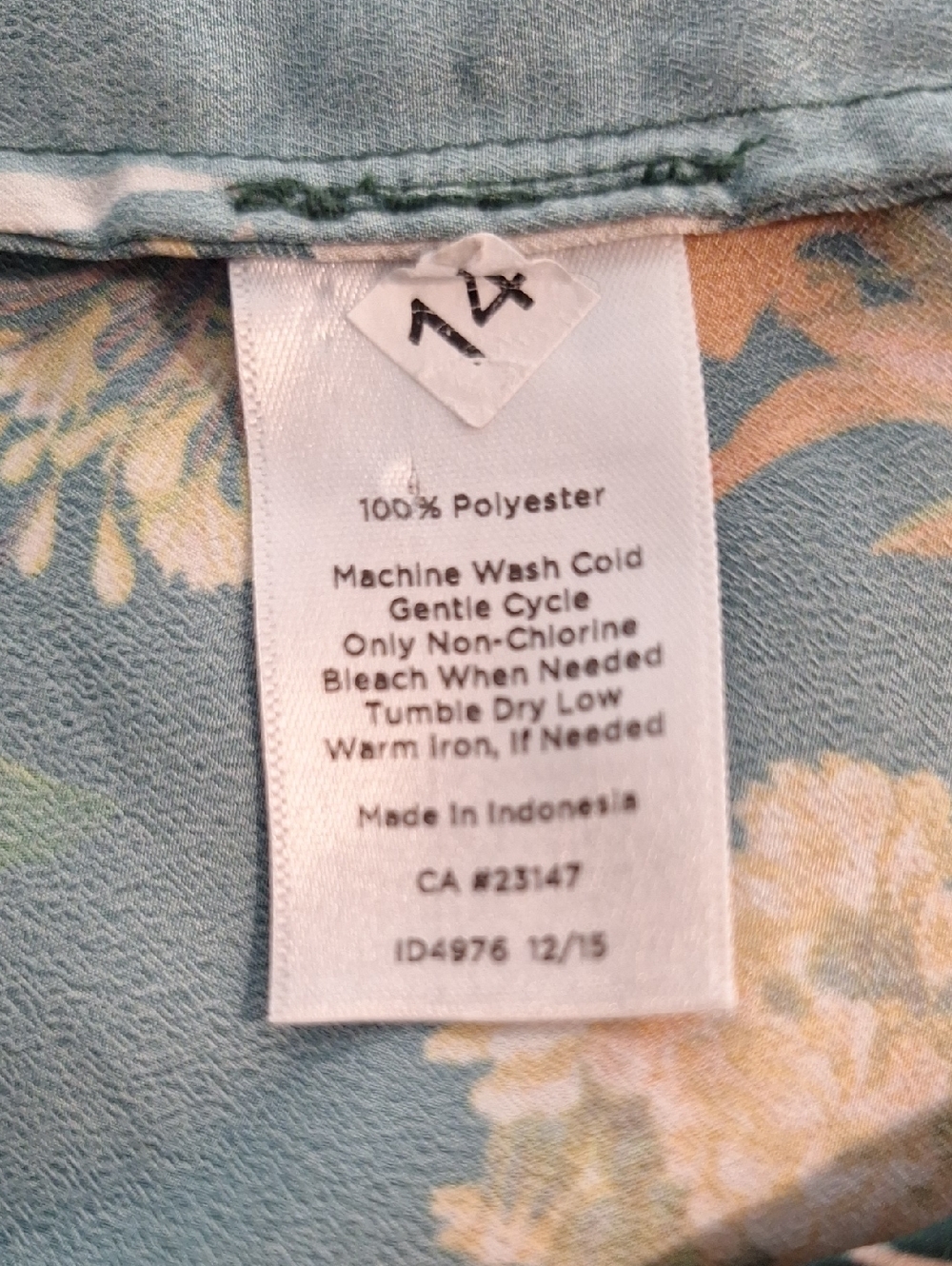 Talbots Forest Green Floral Blouse Sz LG - Picture 7 of 7